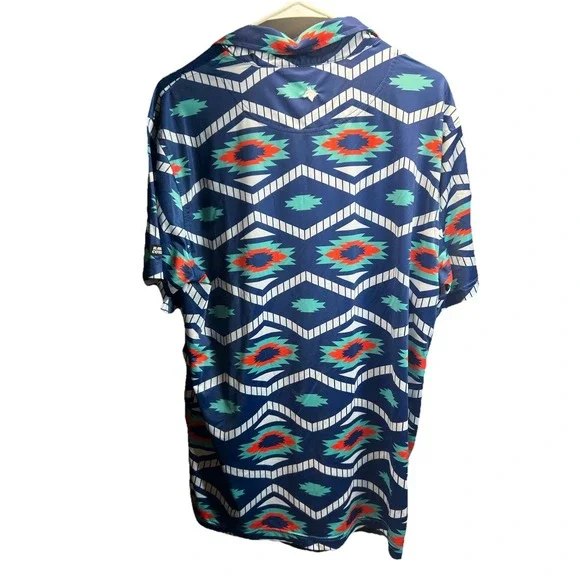 Raised By Coyotes Men's Large Short Sleeve Aztec Southwestern Golf Polo Shirt - Picture 4 of 6